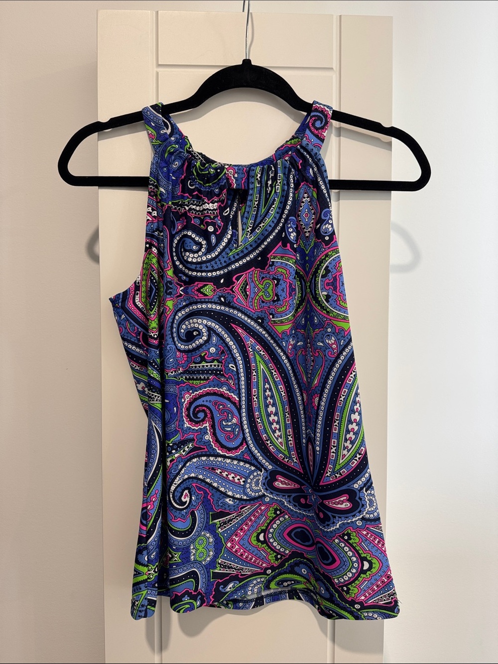 Jude Connally Navy Blue Pink & Green Paisley sleeveless shirt
